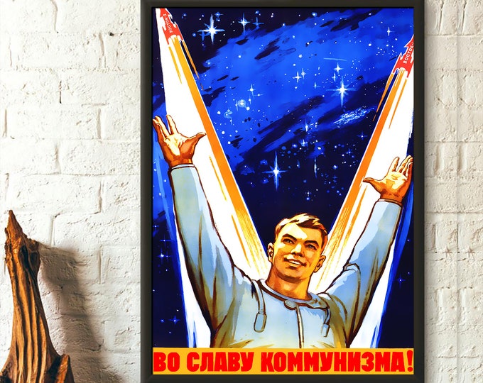 CCCP Vintage Soviet Poster Wall Art Communist Propaganda Decor