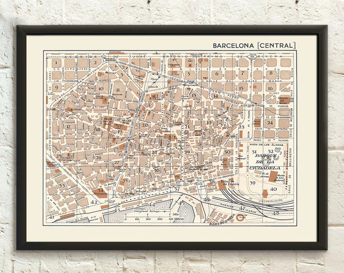 Old Map of Barcelona - Historical Map Barcelona Poster Home Decor Gift Idea Birthday Barcelona Print Map Wall Art Antique Map Print