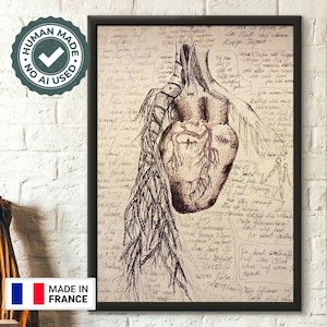 Stampa anatomica di Da Vinci Decorazione medica Poster anatomico umano Poster Da Vinci Stampe anatomiche del cuore Decorazione medica Stampa del cuore