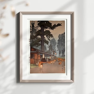 Kasuga Schrein Wall Art Print von Hiroshi Yoshida 1938 Kumoi Sakura Ukiyo-e Poster Japanisches Dekor