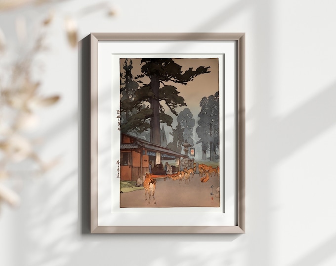 Kasuga Shrine Wall Art Print by Hiroshi Yoshida 1938  Kumoi Sakura Ukiyo-e Poster  Japanese Decor
