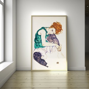 Seated Woman With Bent Knee 1917 Egon Schiele Print - Fine Art Print Schiele Poster Schiele Wall Art Housewarming Gift Idea Birthday