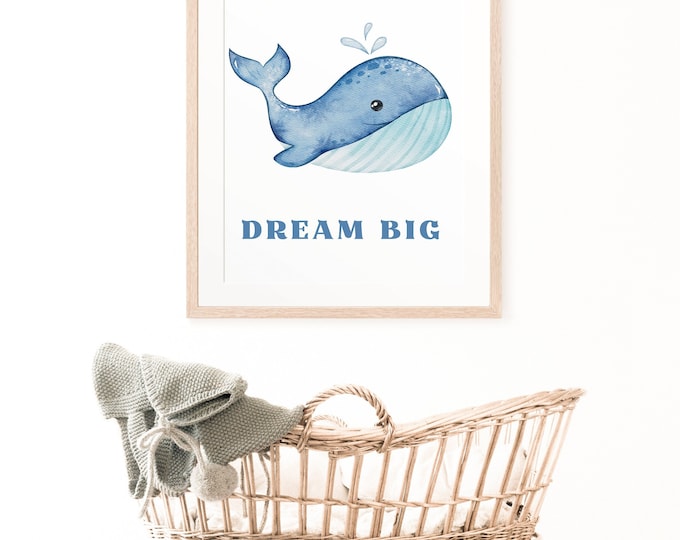 Whale Nursery Wall Art Poster  Boho Decor for Kids Rooms