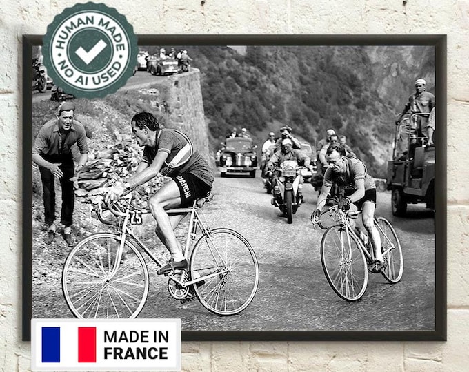 Premium Quality Poster: Tour De France Photography Print Fausto Coppi Poster Jean Robic Tour de France Poster Cycling Poster Bike Prints