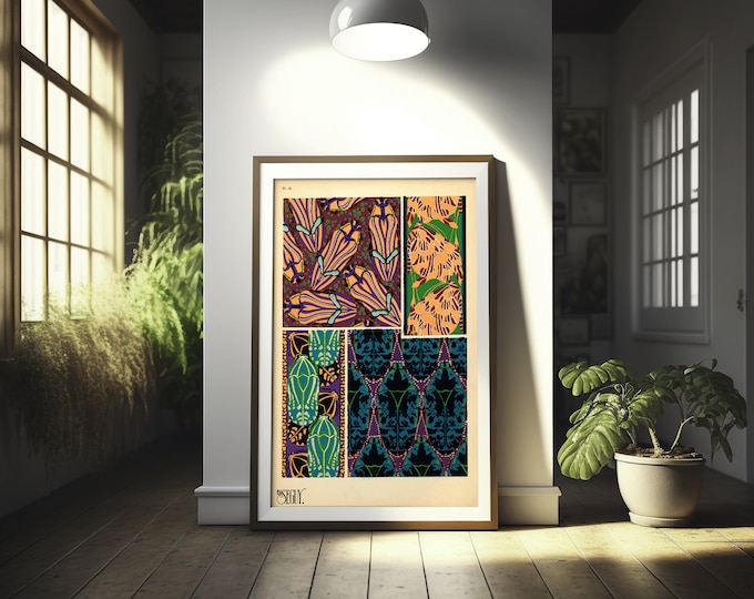 Art Nouveau Insect Wall Art Poster  Vintage Botanical Illustration  Unique Gift Idea
