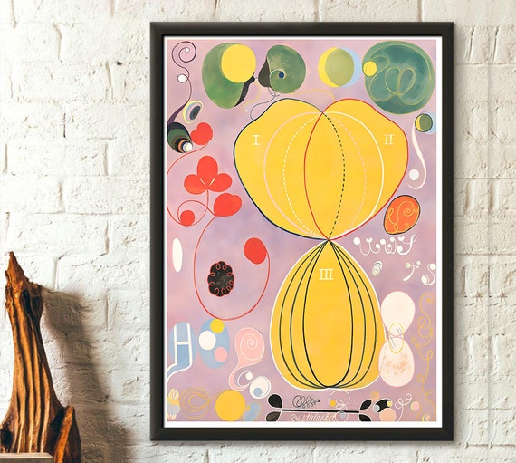 Pintura Hilma af Klint 1907 retablo no 1 grupo 12X16 pulgadas impresión arte enmarcado