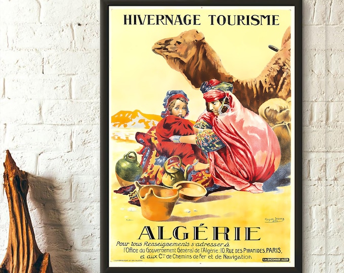 Algeria Travel Poster 1924  Vintage Wall Art Print on Matte Paper  Stunning Algerian Decor