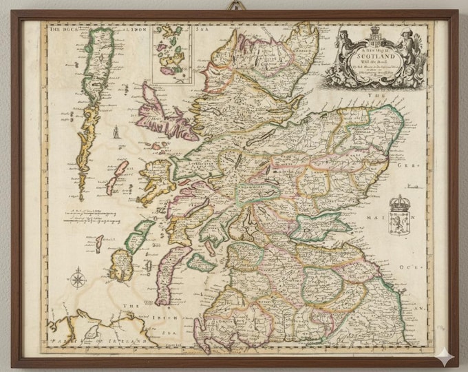 Antique Scotland Map Poster - Antique Wall Art Print