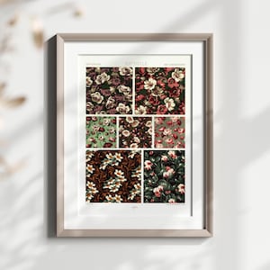 Arte mural floral vintage, impresión botánica, póster de flores antiguas, decoración retro del hogar, estilo siglo XIX, decoración de habitaciones, impresión artística
