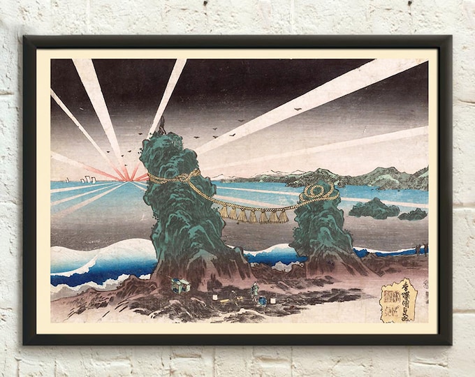 Dawn at Futamigaura, Seascape print by Kunisada, c. 1830 Edo Period Japanese Print Koitsu Poster Japan Wall Art Koitsu Japanese Art Wall Art