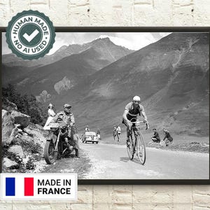Gino Bartali al Tour de France 1950 - Stampa fotografica di ciclismo d'epoca
