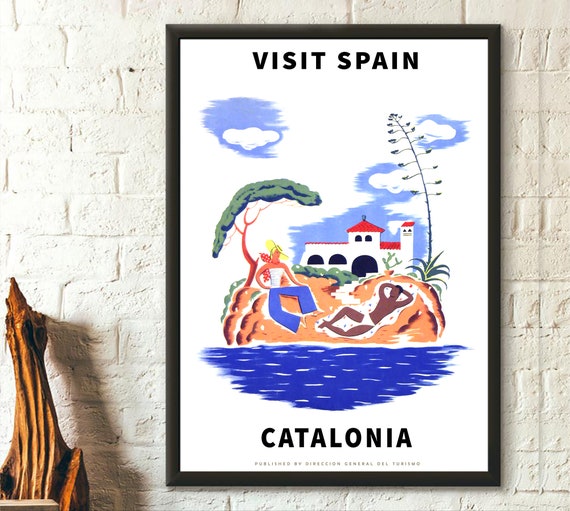 Visit Spain Poster Spanish Travel Poster Catalonia Costa | Etsy
