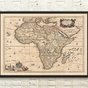 17th Century Map of Africa - Africa Map Wall Art Africa Print Birthday Gift Idea Home Decor African Poster Map Africa Africa Poster