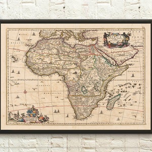 17th Century Map of Africa - Africa Map Wall Art Africa Print Birthday Gift Idea Housewarming African Poster Map Africa Africa Poster