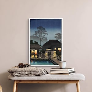 Largo hechizo de lluvia de Tsuchiya Koitsu - Grabado en madera japonés vintage Arte ukiyoe Arte asiático del período Edo Idea de regalo Shin Hanga