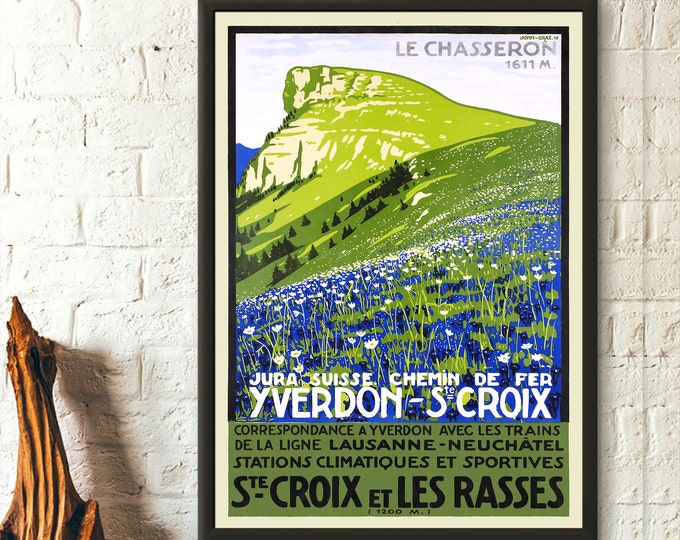 Switzerland Travel Print Vintage Yverdon Sainte Croix Jura Poster - Premium Quality Wall Art