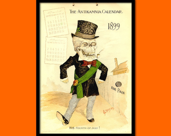 Antikamnia Calendar 1899 - Medical Decor Anatomical Print Medical Poster Funny Illustration Skeleton Poster Medical Wall Art Wall Art