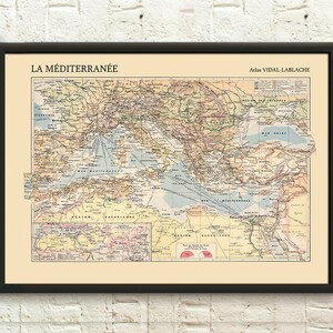 Wandkunst Alte Karte von Europa Mittelmeer Karte Nordafrika Karte Schiff Karte Meer Karte Marine Karte Wand Kunst