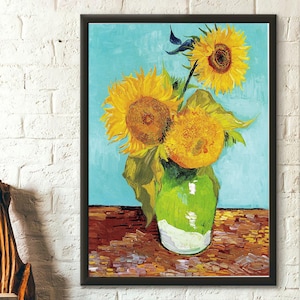 Póster de calidad superior: Tres girasoles Impresión de Vincent van Gogh Impresión de bellas artes Póster de Van Gogh Póster de girasol Impresión de flores