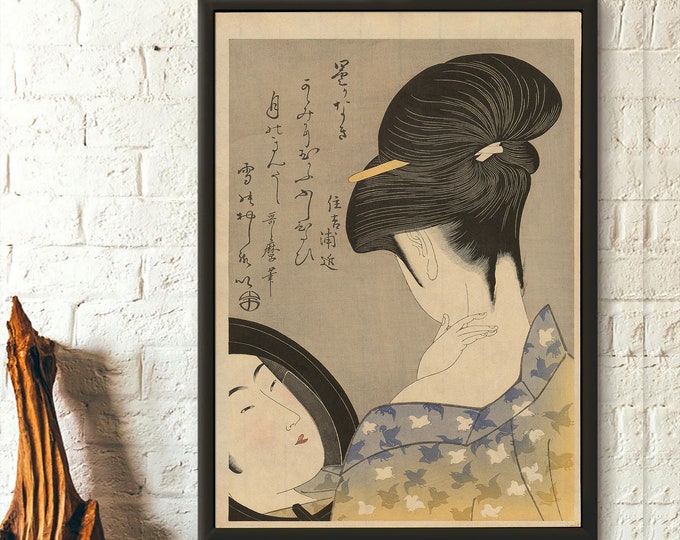 Powdering The Neck 1790 Kitagawa Utamaro Japanese Art Print Ukiyo e Poster Utamaro Poster Japanese Wall Art Japan Art Wall Art