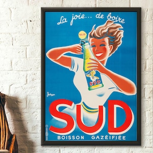 Póster de calidad superior: Impresión vintage de agua con gas, póster de comida vintage, arte de pared de cocina, decoración de cocina, reproducción de arte de póster de cocina