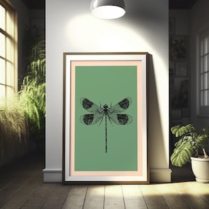 Póster de calidad superior: Impresión de libélula para pared, arte botánico para pared, ilustración botánica, póster de insectos, arte botánico para pared