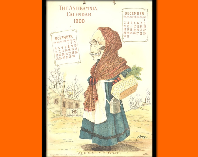 Antikamnia Medical Calendar 1900 Medical Decor Anatomical Print Medical Poster Funny Illustration Skeleton Poster Medical Wall Art