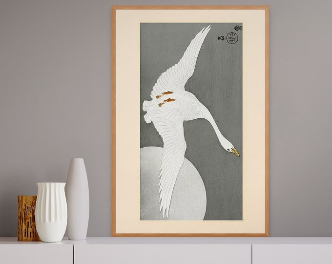 Ohara Koson Goose At Full Moon 1910 Ukiyo-e Art Japanese Art Edo Period Japan Wall Art Animal Poster Japanese Wall Art Japanese Print