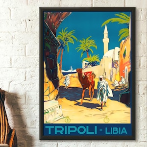 Póster de calidad superior: Impresión de viaje vintage a Libia Póster de viaje vintage de los años 30 Póster de Libia Póster de Trípoli Arte mural de viajes Arte mural de viajes