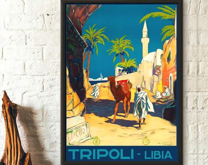 Premium Quality Poster: Vintage Libya Travel Print 30s Vintage Travel Poster Libian Poster Tripoli Poster Travel Wall Art Travel  Wall Art