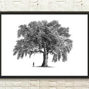 Impresión de árbol, arte de pared, póster de naturaleza de primera calidad, decoración minimalista relajante