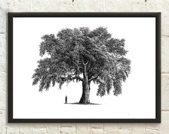 Poster arbre - Arbre imprimé - Nature minimaliste - Poster relaxant Art mural
