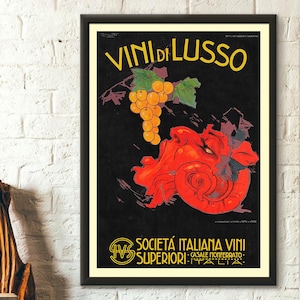 Póster de calidad superior: arte mural Póster de vino italiano Vini di Lusso Impresión de vino italiano Reproducción de arte de inauguración de la casa Arte mural