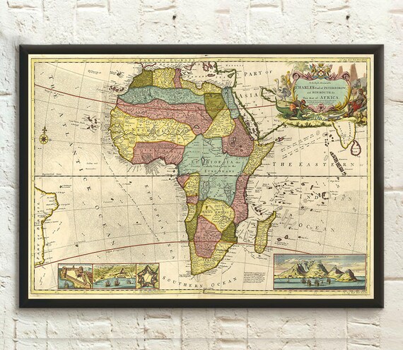 Ano 1710 Mapa De Africa Africa Mapa De La Pared Arte De Etsy