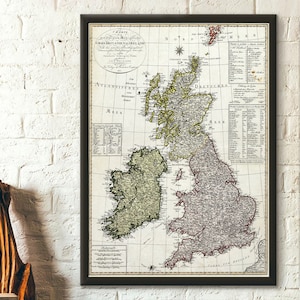 Map of Great Britain - Old Map Great Britain Antique Map Posters Ancients Maps Historical Print Birthday Gift Idea Britain Poster Wall Art