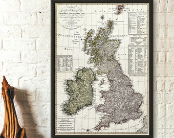 Map of Great Britain - Old Map Great Britain Antique Map Posters Ancients Maps Historical Print Birthday Gift Idea Britain Poster Wall Art