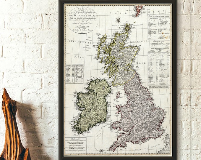 Antique Map of Great Britain  Historical Print Wall Art  Vintage Britain Decor Perfect Gift