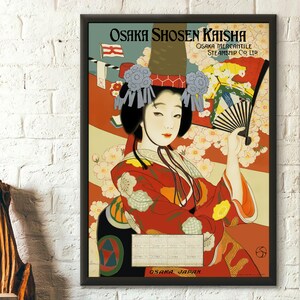 Poster Premium Qualität: Vintage Japanischer Reisedruck Osaka Poster Vintage Reiseplakat Reise Wandkunst Japanische Drucke Wandkunst