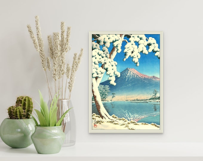 Premium Quality Poster: Clearing after a Snowfall on Mount Fuji by Kawase Hasui Japanese Print Ukiyo-e Poster Japan Wall Art Japanese Decor