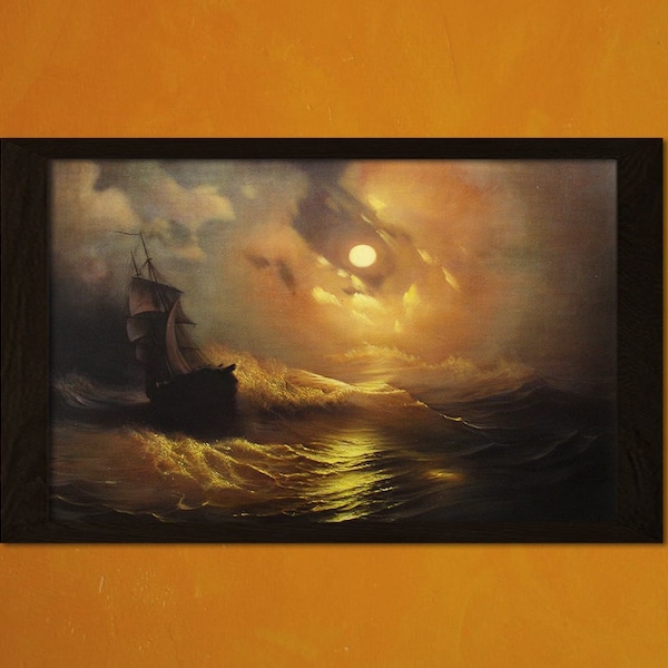 Tempête sur la mer la nuit 1849 Ivan Aivazovsky Print - impression d'art rétro décoration d'intérieur décoration d'intérieur romantisme