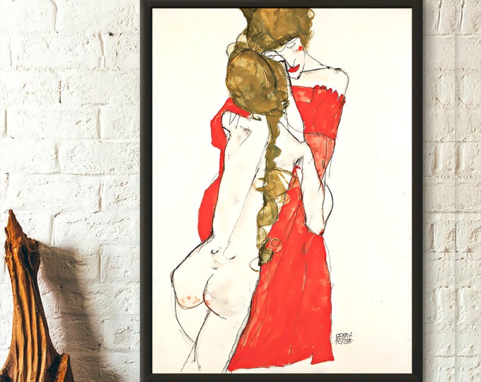 Egon Schiele Mother and Daughter Print: Expressionism Fine Art Poster