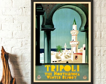 Tripoli Libya Travel Print - Vintage Travel Poster North Africa Poster Travel Wall Art Tripoli Poster Travel Decor Birthday Gift Idea