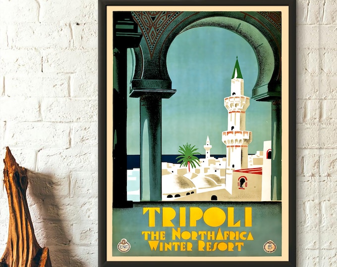 Premium Quality Poster: Tripoli Libya Travel Print Vintage Travel Poster North Africa Poster Travel Wall Art Tripoli Poster Travel Decor