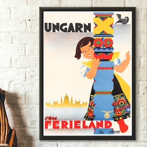 Vintage Travel Poster Hungarian Art Print Premium Quality Reproduction of Historic Hungary Artwork