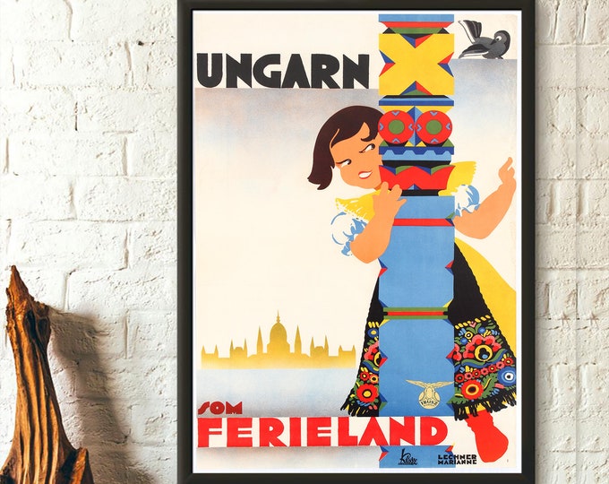 Hungarian Vintage Travel Poster: Art Reproduction Print
