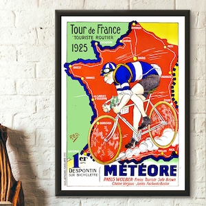 Tour de France Print 1925 - Tour De France Poster Vintage Bicycle Poster Sport Poster Cycling Poster Tour De France Map Gift Idea Birthday