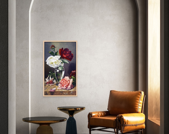 Vintage Rose Botanical Poster  Premium Wall Art Decor  Elegant Floral Prints