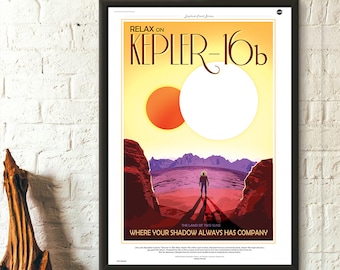 Sci-fi Prints Space Poster Futur Nasa Kepler-16b Planet - Vintage Sci-fi Poster Kepler Poster Iconic Poster Housewrming Gift Idea Birthday