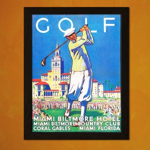 Vintage Miami Golf Print 1932 - Vintage Travel Poster Tourism Home Decorating Miamo Poster Gift Idea Golf Poster Sport   Reproduction