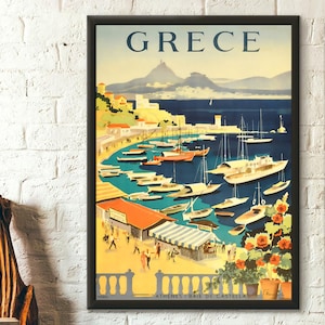 Premium Quality Poster: Greece Travel Print Vintage Travel Poster Travel Wall Art Greek Print Greece Poster Housewarming Greece Poster new